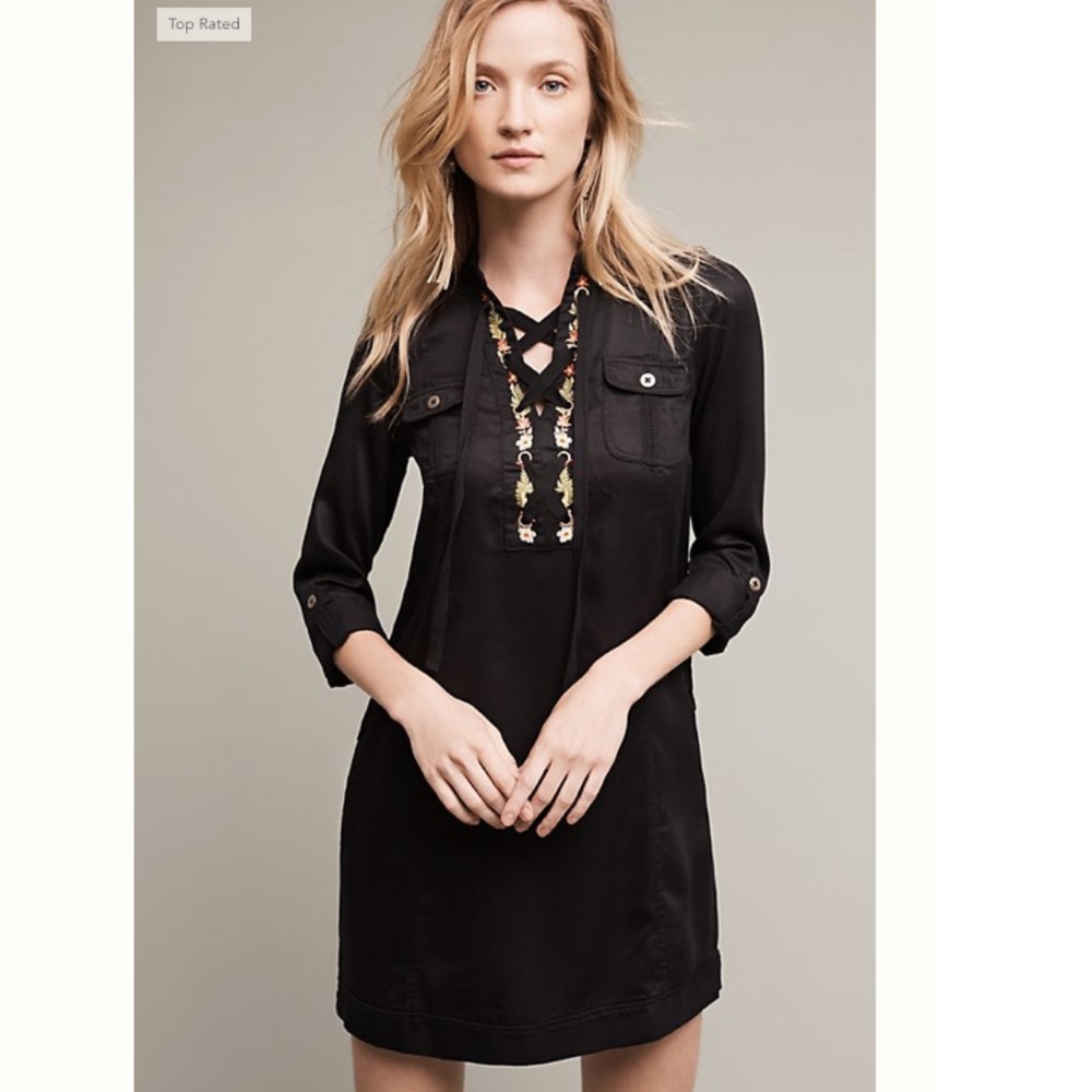 NWOT Anthrop. HOLDING HORSES Black Shirtdress